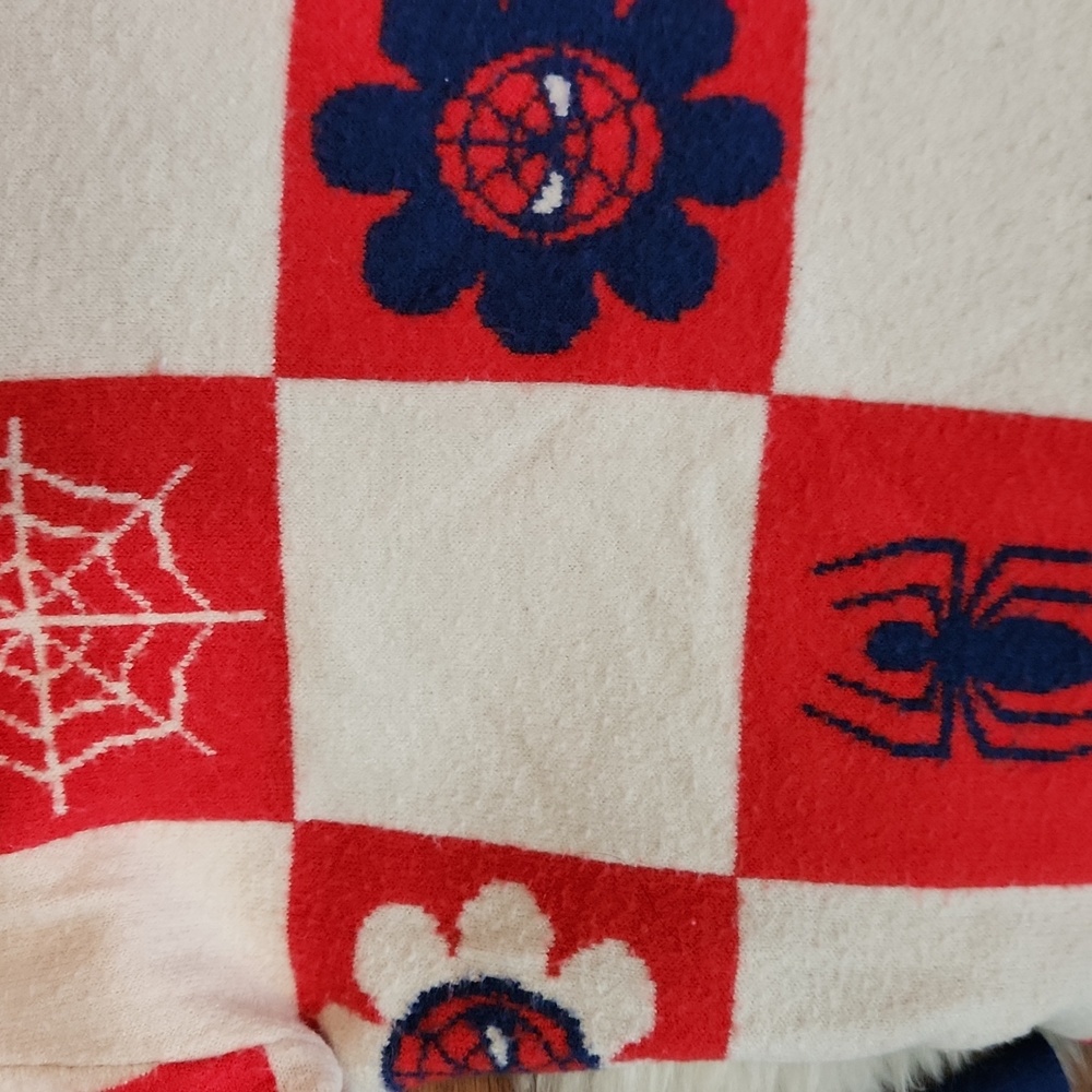 Marvel Spider-Man Floral Checkered Womens Cardigan - Picture 4 of 4